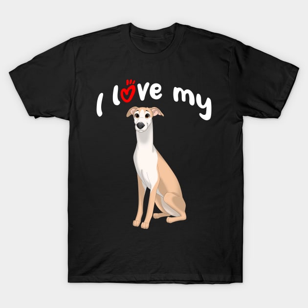 I Love My Fawn & White Whippet Dog T-Shirt by millersye